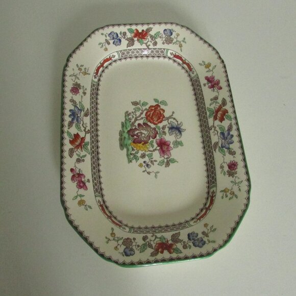 Vintage 10.5" oblong serving plate, Chinese Rose, Copeland Spode, SMALL CHIP - Picture 8 of 16